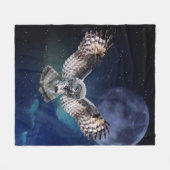 Owl in Flight Fleece Blanket (Front (Horizontal))