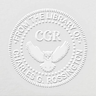 Owl in Flight Front View Library Book Name Embosser