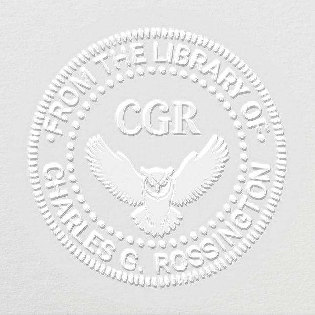 Owl in Flight Front View Library Book Name Embosser (Design)