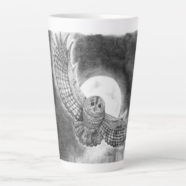 Owl in Flight Latte Mug (Front)