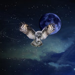 Owl in Flight Oval Belt Buckle<br><div class="desc">Amazing wildlife. The great grey owl or great gray owl is a very large owl,  documented as the world's largest species of owl by length. Owl in flight,  dark sky with stars and blue moon.</div>