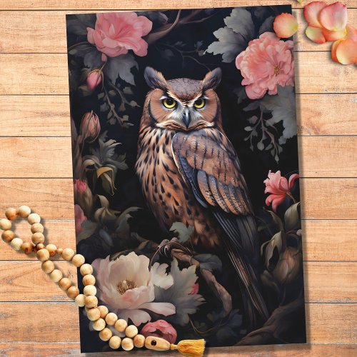 Owl in Flowers 2 Decoupage Paper