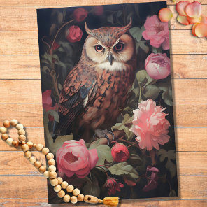 Owl in Flowers 3 Decoupage Paper