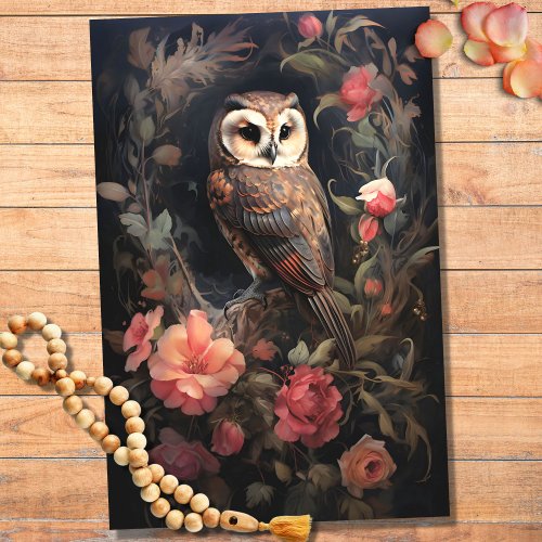 Owl in Flowers 4 Decoupage Paper