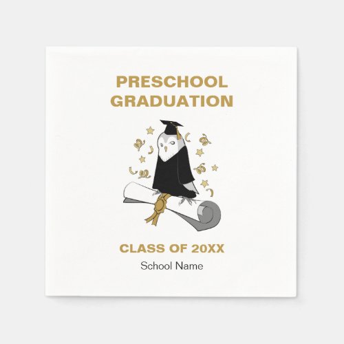 Owl in Gown and Cap Childrens Graduation Ceremony Napkins