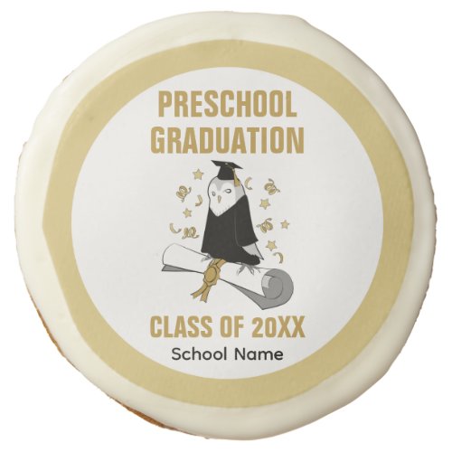 Owl in Gown and Cap Childrens Graduation Ceremony Sugar Cookie