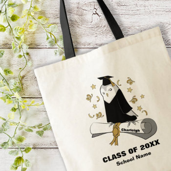 Owl In Gown And Cap Children's Graduation Tote Bag by WindUpEgg at Zazzle