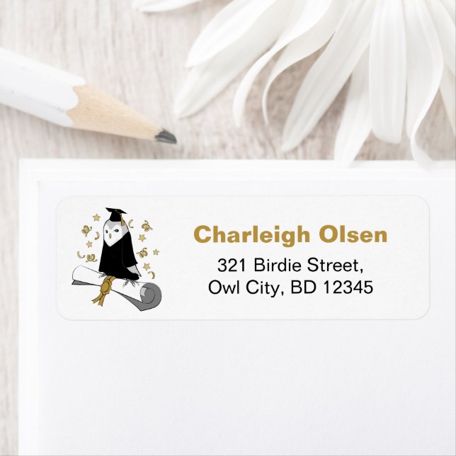 Owl in Gown Preschool / Kindergarten Graduation Label (Insitu)