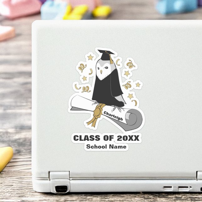 Owl in Gown Preschool / Kindergarten Graduation  Sticker (Creator Uploaded)