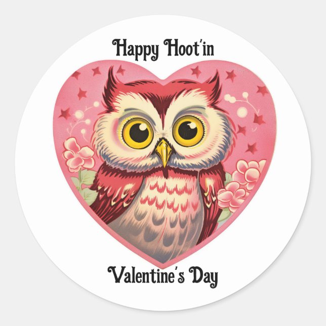 Owl In Heart Valentine Sticker (Front)