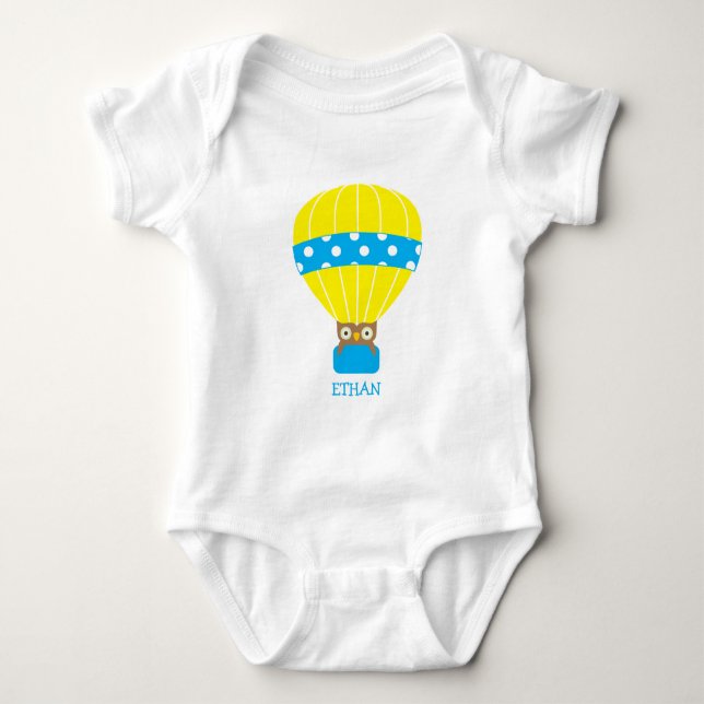 Owl in Hot Air Balloon Baby Bodysuit (Front)