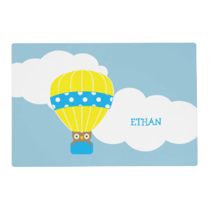 Owl in Hot Air Balloon Children's Placemat