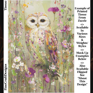 Owl in Meadow of Wildflowers EE4L Decoupage Tissue Paper