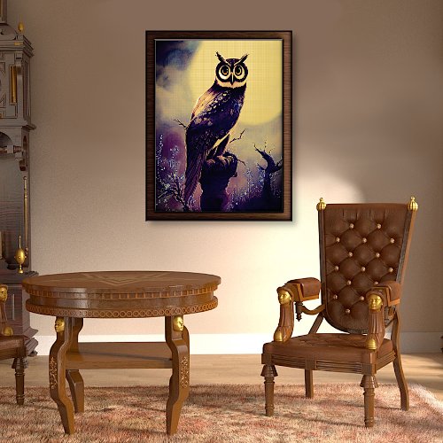 Owl in Moonlight Foil Prints