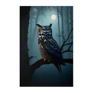 Owl in Moonlit Forest – Mysterious Night Wildlife  Acrylic Print