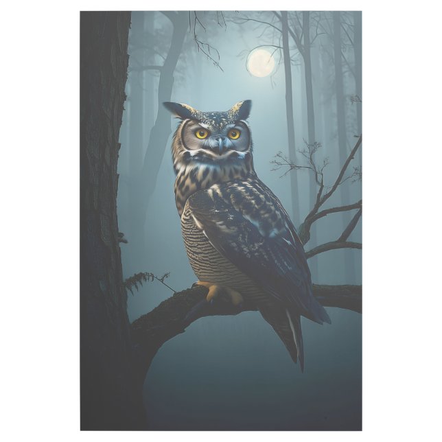 Owl in Moonlit Forest – Mysterious Night Wildlife  Gallery Wrap (Front)