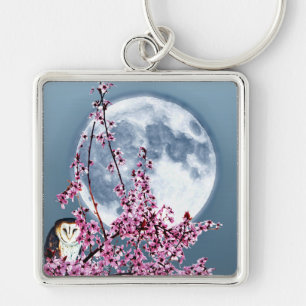 Owl in Plum Tree Keychain
