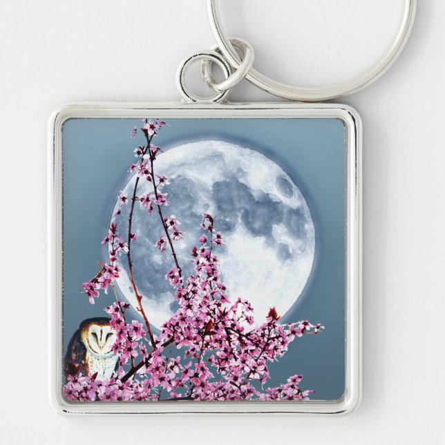 Owl in Plum Tree Keychain (Front)