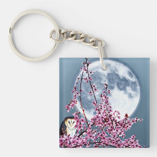 Owl in Plum Tree Keychain (Front)