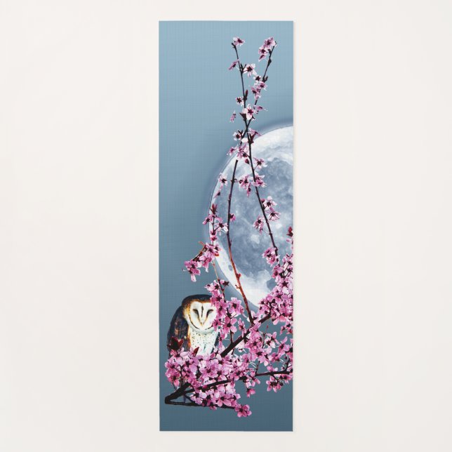 Owl in Plum Tree Yoga Mat (Front)