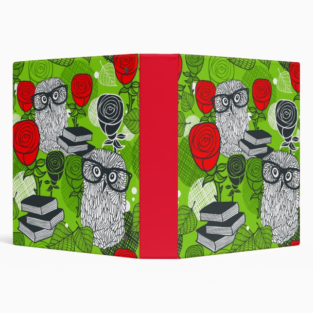 Owl in red roses 3 ring binder (Background)