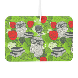 Owl in red roses air freshener