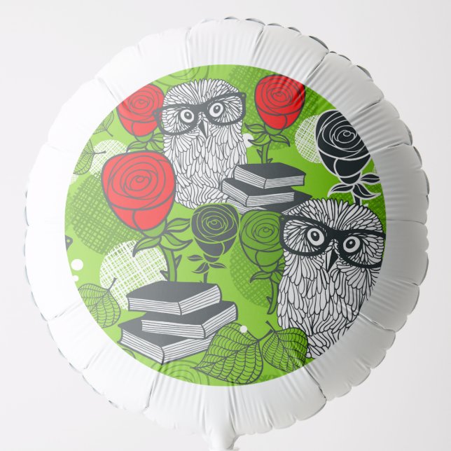 Owl in red roses balloon (Front)