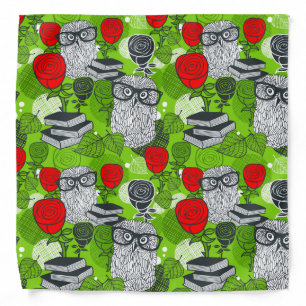 Owl in red roses bandana