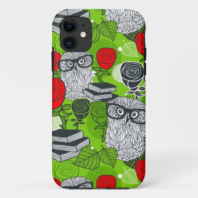 Owl in red roses Case-Mate iPhone case (Back)