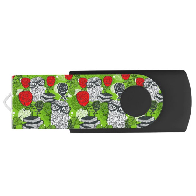Owl in red roses flash drive (Back)