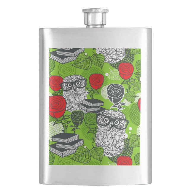 Owl in red roses flask (Front)