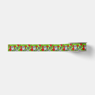 Owl in red roses grosgrain ribbon