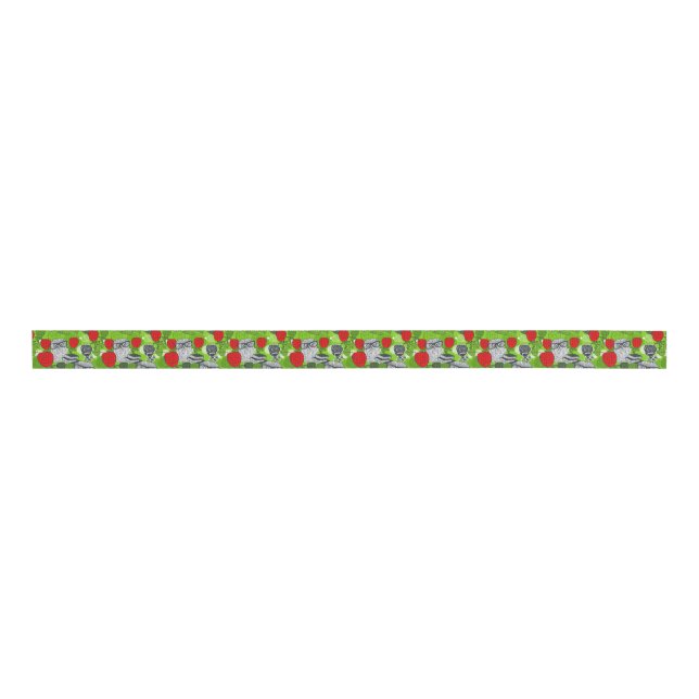 Owl in red roses grosgrain ribbon (Front)