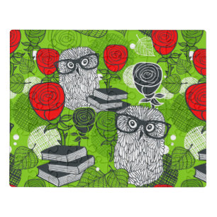 Owl in red roses jigsaw puzzle