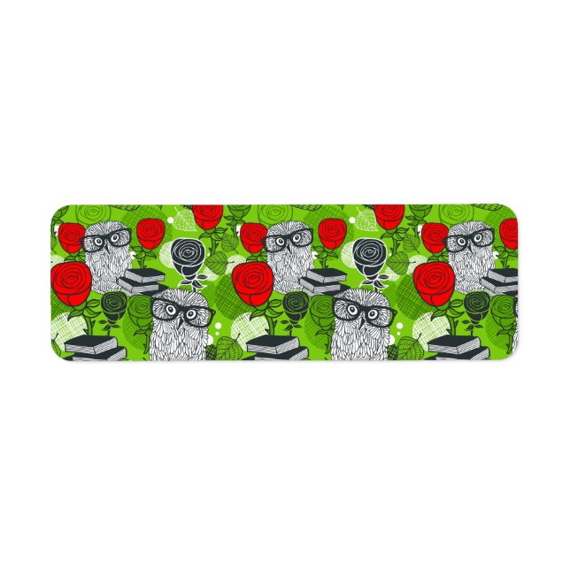 Owl in red roses label (Front)
