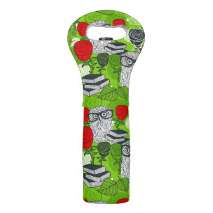 Owl in red roses wine bag