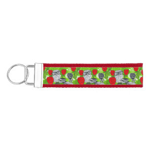 Owl in red roses wrist keychain
