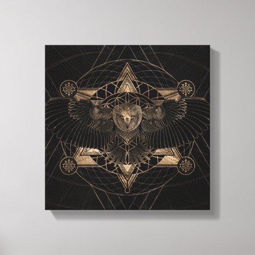 Owl in Sacred Geometry Composition Canvas Print