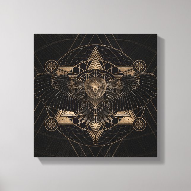 Owl in Sacred Geometry Composition Canvas Print (Front)