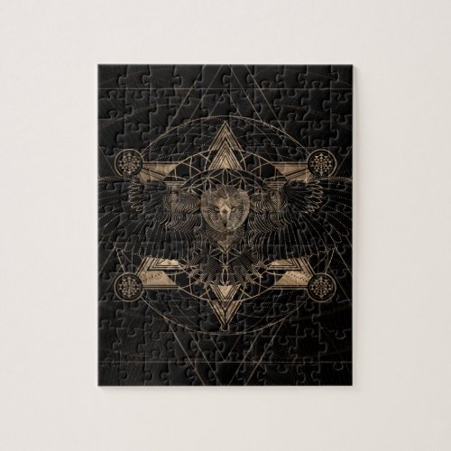 Owl in Sacred Geometry Composition Jigsaw Puzzle