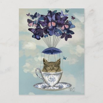 Owl In Teacup 2 Postcard by worldartgroup at Zazzle