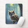 Owl in the forest at night  mouse pad