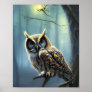 Owl in the forest at night poster