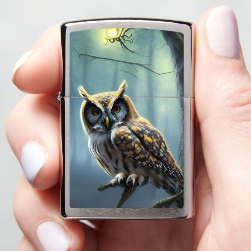 Owl in the forest at night zippo lighter