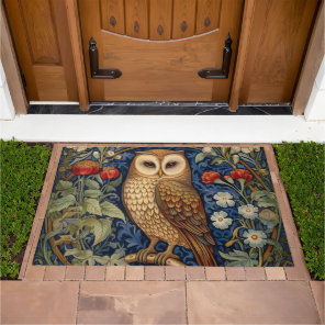 Owl in the garden William Morris style Doormat
