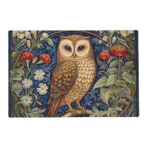 Owl in the garden William Morris style Placemat