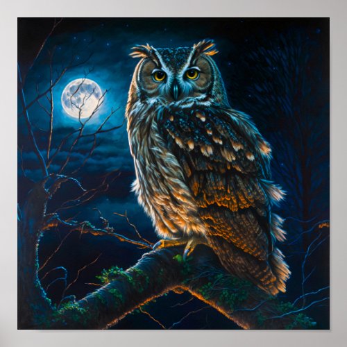Owl In The Moonlight Poster