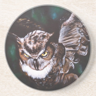Owl in the night sandstone coaster