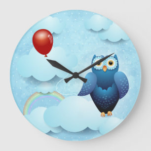Owl in the sky large clock