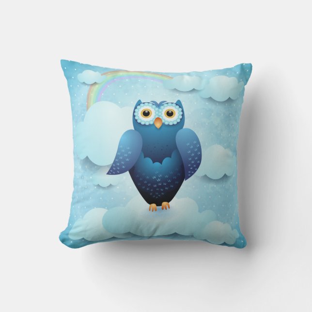 Owl in the sky throw pillow (Front)